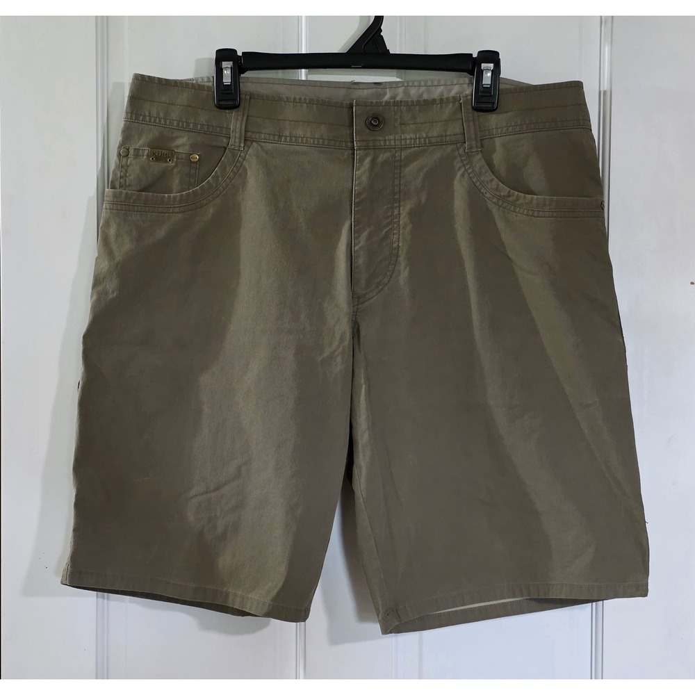 Kuhl Mens Khaki Tan Vintage Patina Dye Stretch Hiking Shorts Size 38 Gorpcore